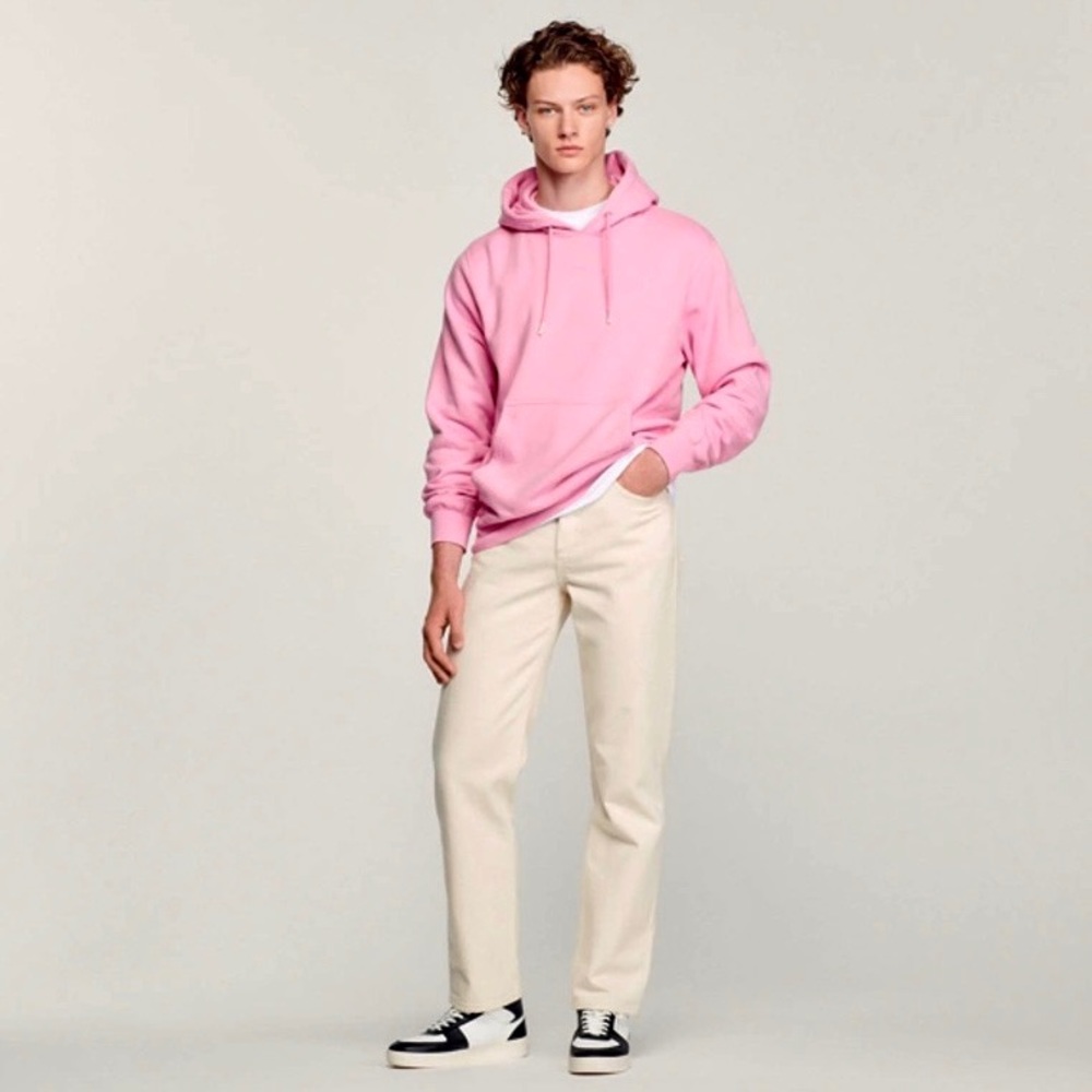 SANDRO Pink Fleece Logo Hoodie- Men’s XL